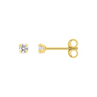 Brincos em ouro de 9K com zircónias cúbicas de 2,5 mm engastadas em 4 garras