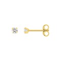 Pendientes oro 9K con circonita 2,5 mm engastada en 4 garras