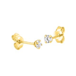 Pendientes oro 9K con circonita 2,5 mm engastada en 4 garras