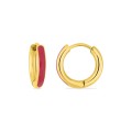Pendientes de aro en acero dorado y esmalte rosa