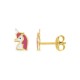 Pendientes infantiles unicornio oro amarillo 18K y esmalte rosa y blanco