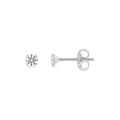Brincos em ouro branco de 18K e zircónias cúbicas de 3 mm