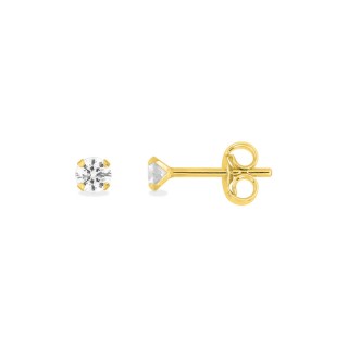 Brincos em ouro de 18K e zircónias cúbicas de 3 mm