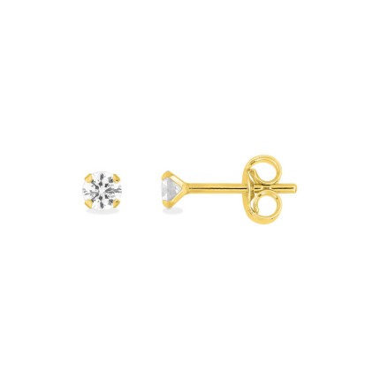 Brincos em ouro de 18K e zircónias cúbicas de 3 mm