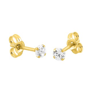 Brincos em ouro de 18K e zircónias cúbicas de 3 mm