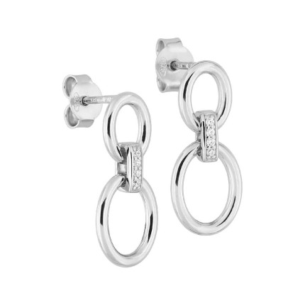 Pendientes de plata con motivos ovalados y circonitas