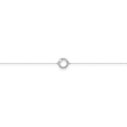 Pulsera en plata, motivo circular y circonitas