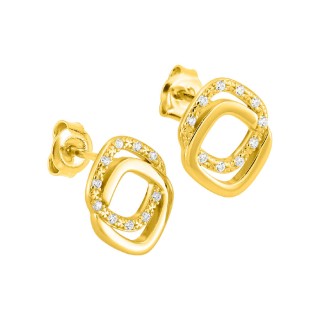 Pendientes de diamantes bañados en oro y circonitas