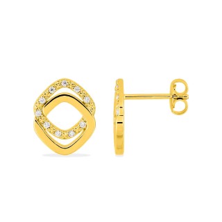 Pendientes de diamantes bañados en oro y circonitas
