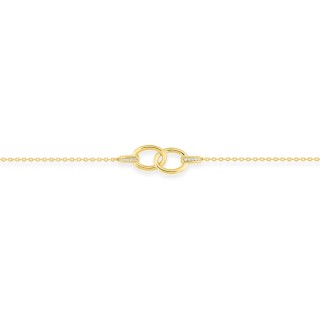 Pulsera bañada en oro con circonitas y anillos entrelazados