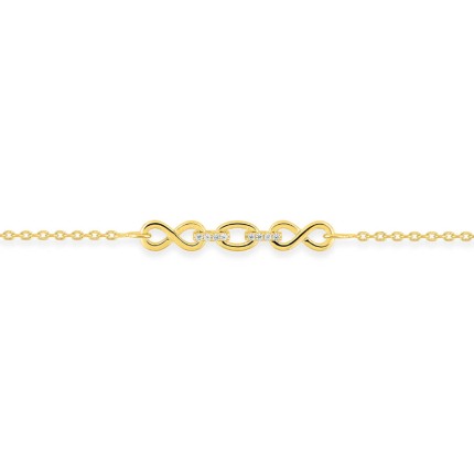 Pulseira banhada a ouro com zircónias e motivos de infinito