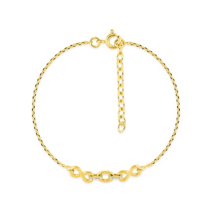Pulsera bañada en oro con circonitas y motivos de infinito