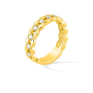 Anillo de fantasía bañado en oro y circonitas