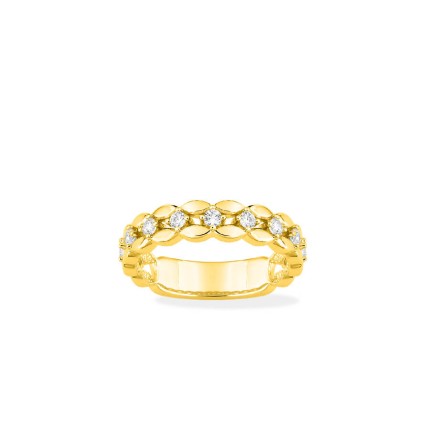 Anillo de fantasía bañado en oro y circonitas