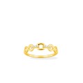 Anillo bañado en oro con circonitas y motivos de infinito
