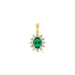Colgante de sol bañado en oro con circonitas blancas y verdes
