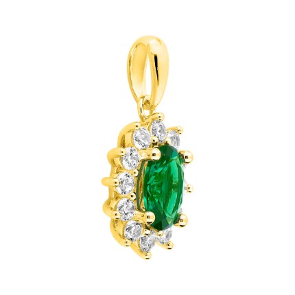 Colgante de sol bañado en oro con circonitas blancas y verdes