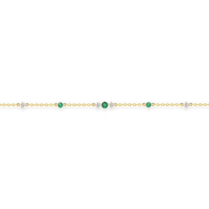 Pulseira banhada a ouro adornada com zircónias verdes e brancas