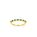 Anillo bañado en oro adornado con circonitas verdes y blancos