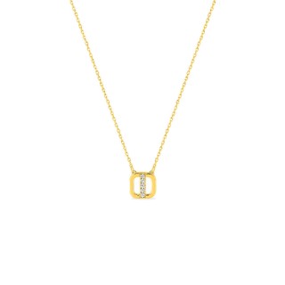 Colar em ouro amarelo 9K, com motivo quadrado e zircónias