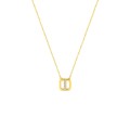 Colar em ouro amarelo 9K, com motivo quadrado e zircónias