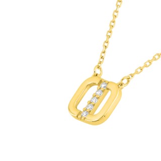 Collar de oro amarillo 9K, motivo cuadrado y circonitas