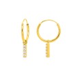 Brincos de argola em ouro amarelo 9K com charms e zircónias