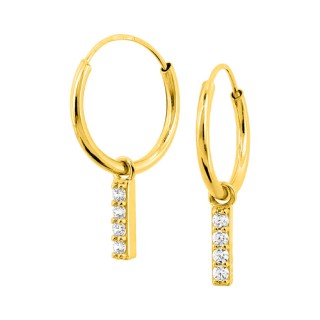 Brincos de argola em ouro amarelo 9K com charms e zircónias