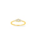 Anel em ouro amarelo 18K adornado com uma zircónia central acompanhado