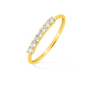 Anel em ouro amarelo 18k com zircónias