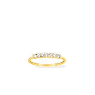 Anel em ouro amarelo 18k com zircónias