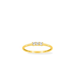 Anel de ouro amarelo 18k com zircónias engastados em garra