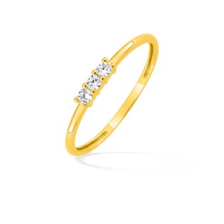 Anel de ouro amarelo 18k com zircónias engastados em garra