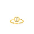 Anel de ouro amarelo 18K com zircónia branco geométrico