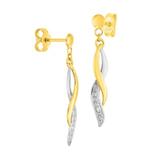 Pendientes de oro amarillo 9K en formato de 8 con diamante