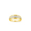 Anel em ouro bicolor 9K banda de diamante 0.02CT