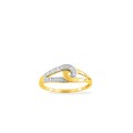 Anillo oro amarillo 9K entrelazado bicolor diamante 0.001CT