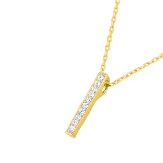 Colar em ouro amarelo 9K com barra e zircónias