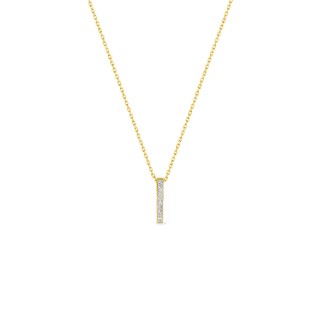 Collar de oro amarillo 9 K con circonitas y colgante de forma rectangular