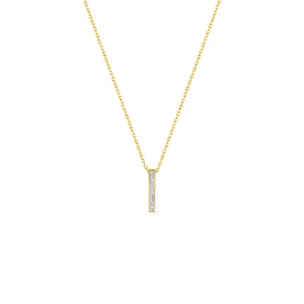 Colar em ouro amarelo 9K com barra e zircónias
