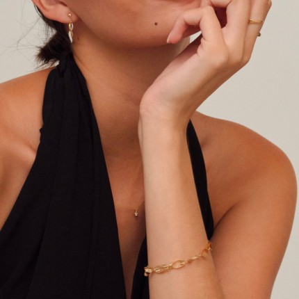 Pulseira em ouro amarelo 9K argolas fileira