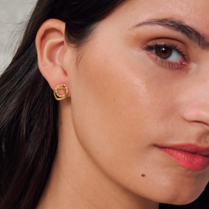 Pendientes de diamantes bañados en oro y circonitas