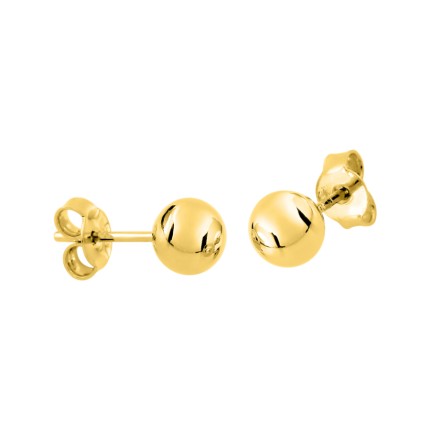 Pendientes bañados en oro con bola de 6MM