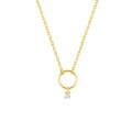 Collar de fantasía con motivo de círculo en oro amarillo de 18K, con diamante de 0,01 ct