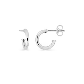 Pendientes aro pequeño 10 mm, de oro blanco 18K y 1,6 mm de hilo