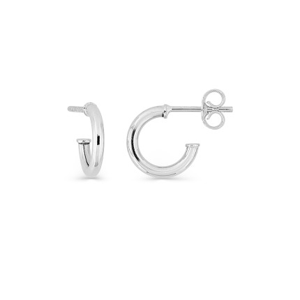 Pendientes aro pequeño 10 mm, de oro blanco 18K y 1,6 mm de hilo