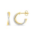 Brincos meia-argola bicolores 10 mm ouro amarelo 9K e ródio
