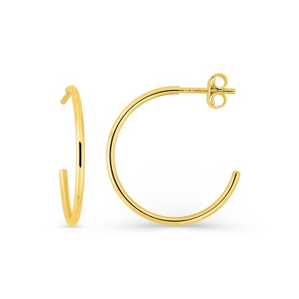 Brincos meia-argola 20 mm ouro amarelo 9K fio 1,2 mm