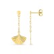 Brincos com pingente de folha de ginkgo em ouro amarelo 9K