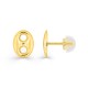 Pendientes de botón grano de café de oro amarillo 9K, 10 x 8 mm